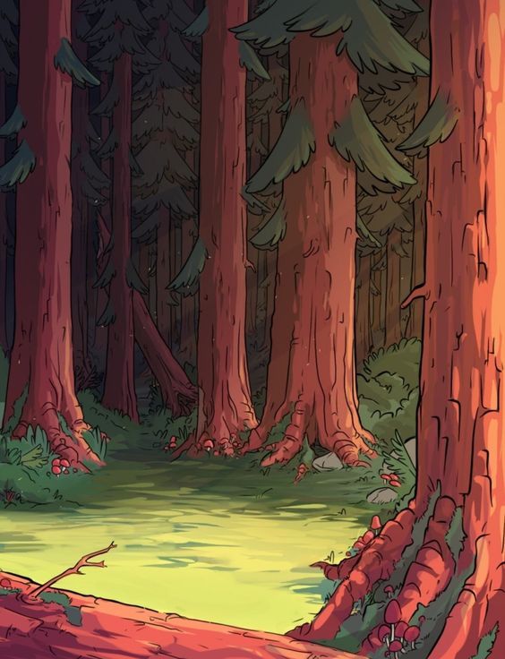 Bosque oscuro en estilo de dibujos animados
